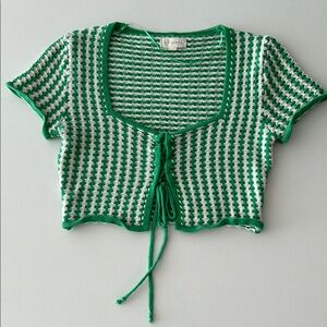 L.A. Hearts Green and White Knit Top